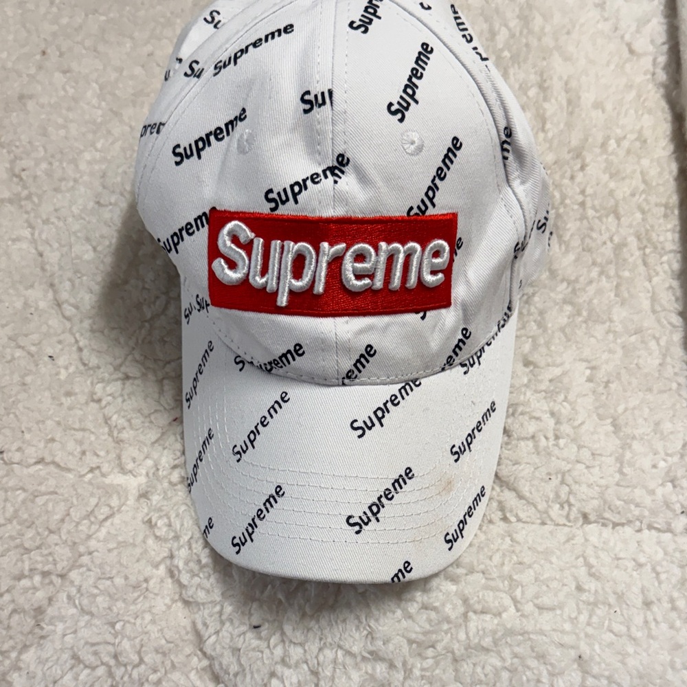 Supreme Red Logo on White Cap
